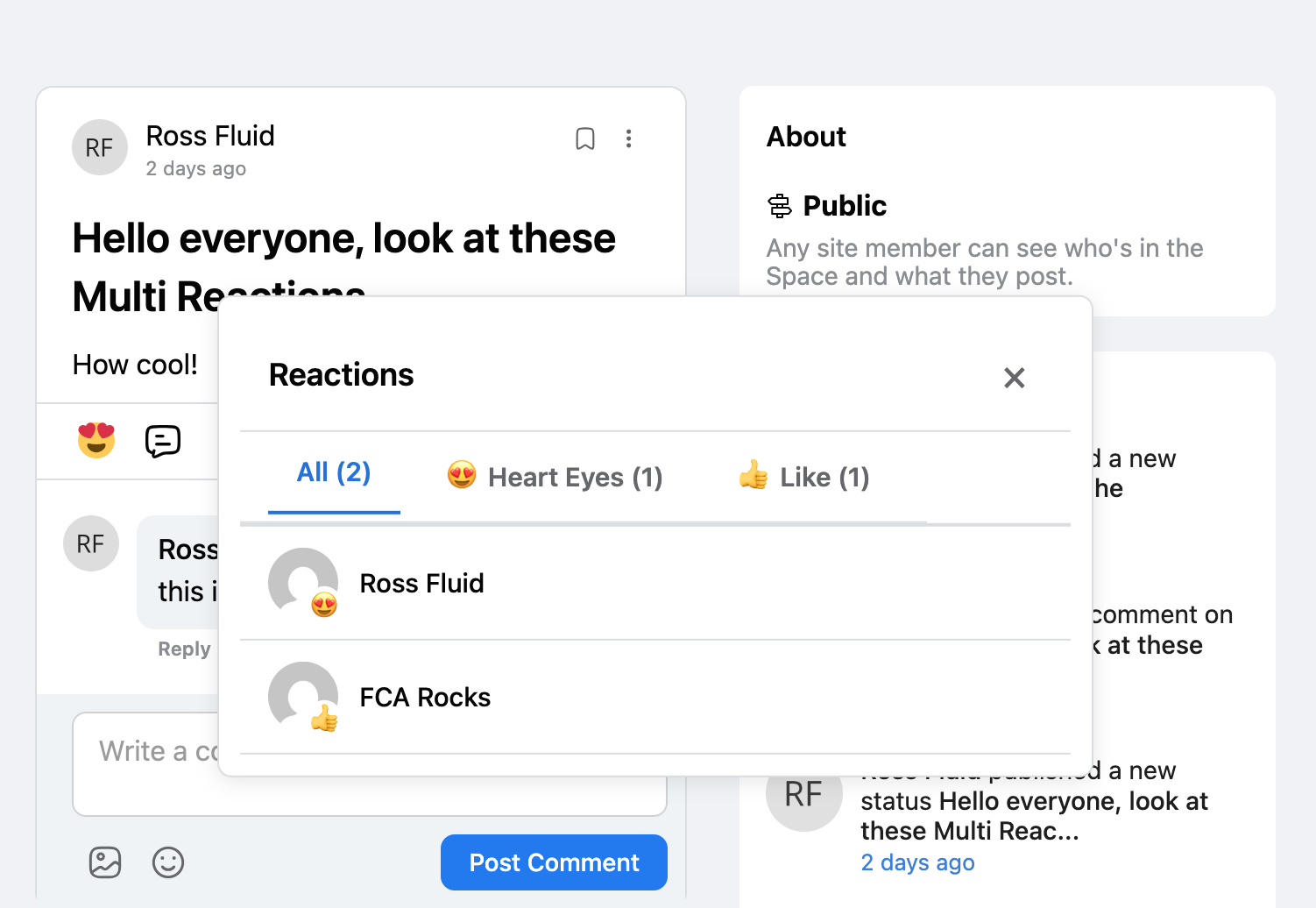 Custom Modal with Reaction Breakdown
