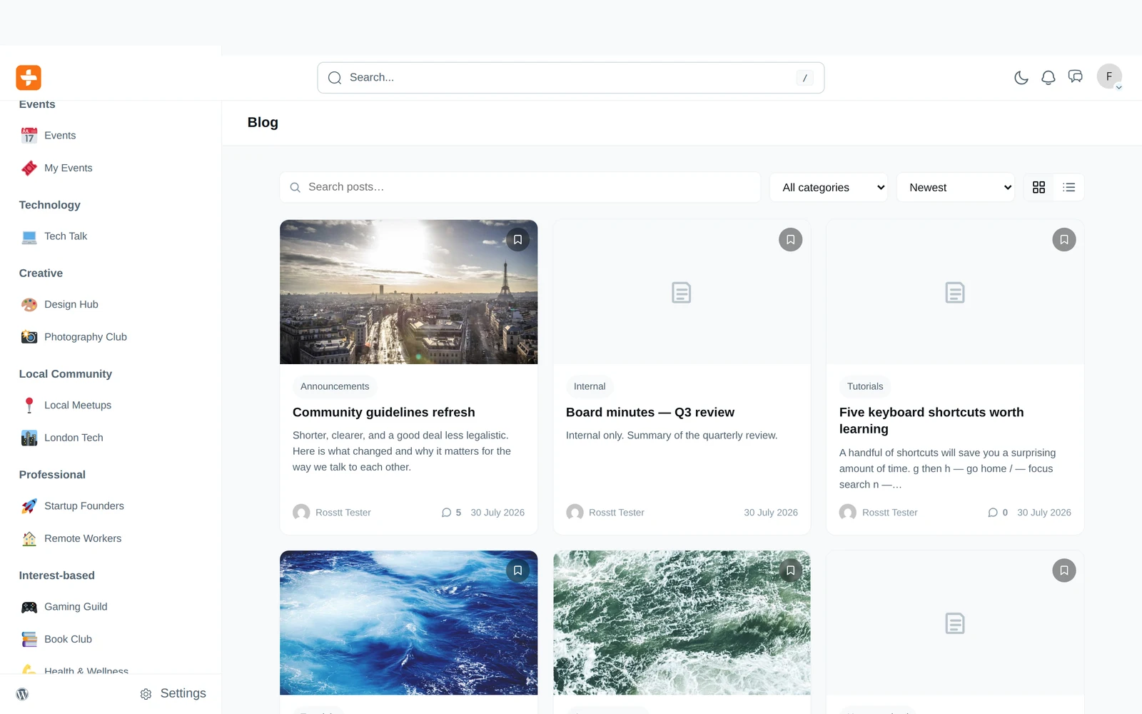 Your blog rendered natively inside the community portal