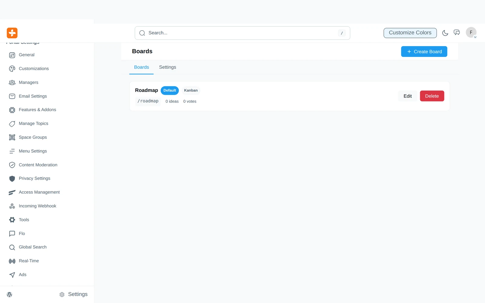 Board management — create and configure boards