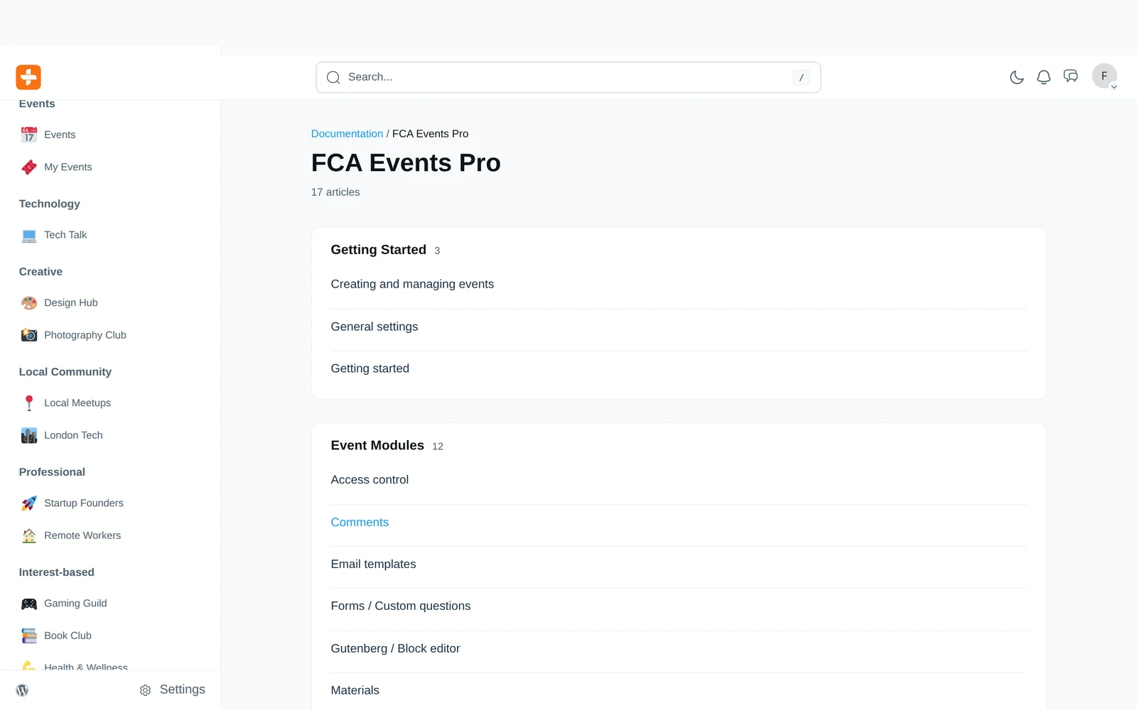 A collection page with structured article sections