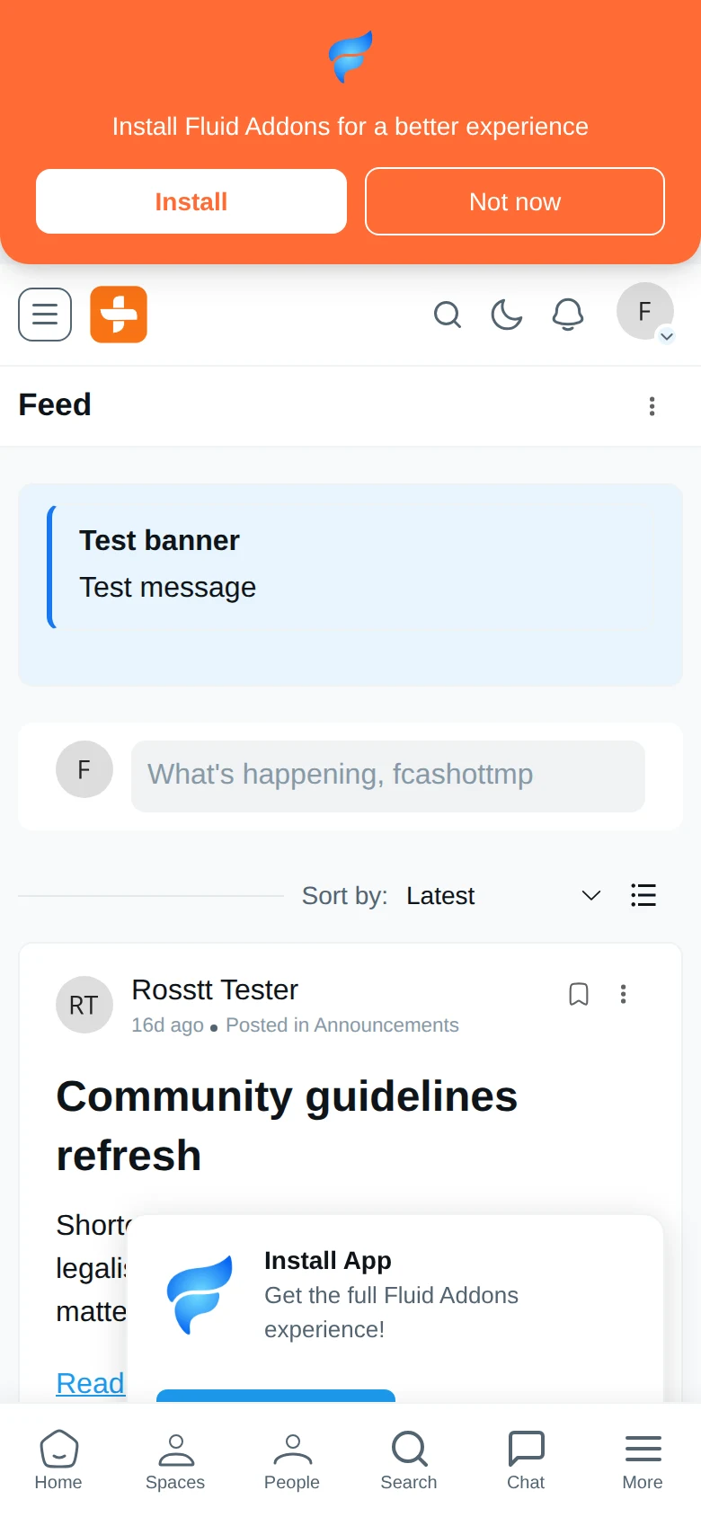 The install prompt on mobile — your community as an app