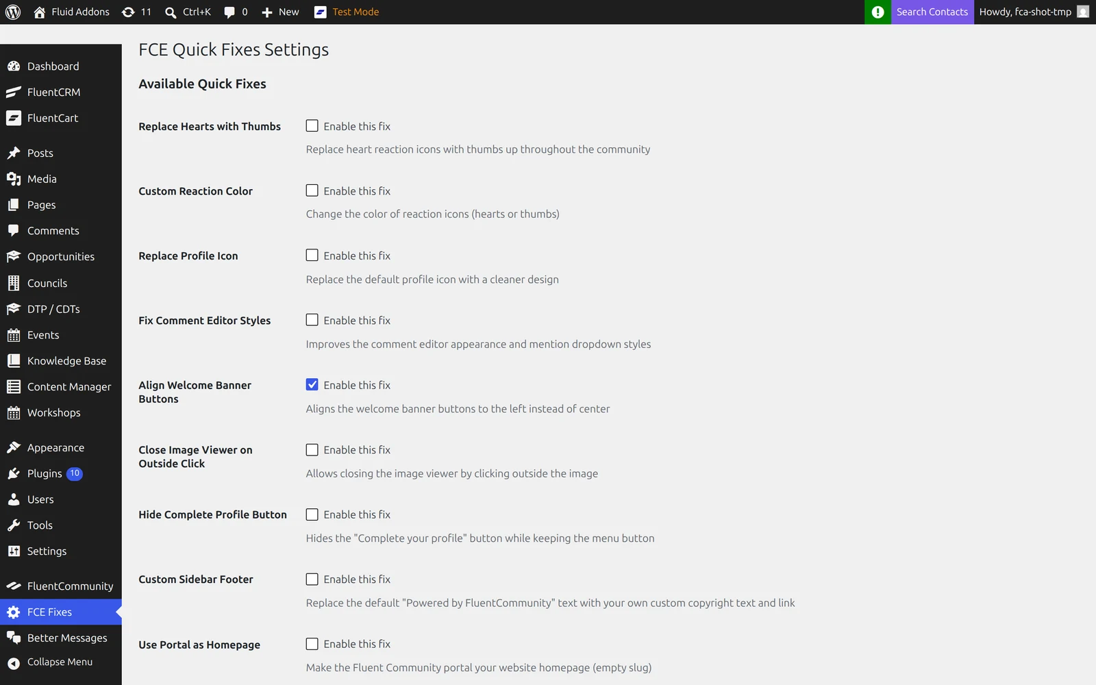 Every fix is an individual toggle — enable only what you need